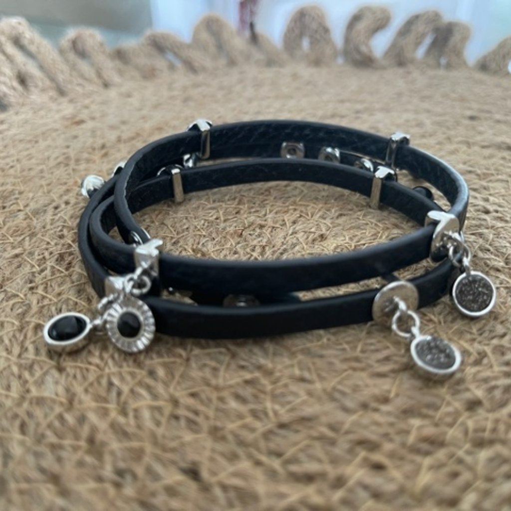 Black Leather Wrap Bracelet